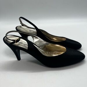 Vintage Bruno Magli Black Satin Kitten Heels